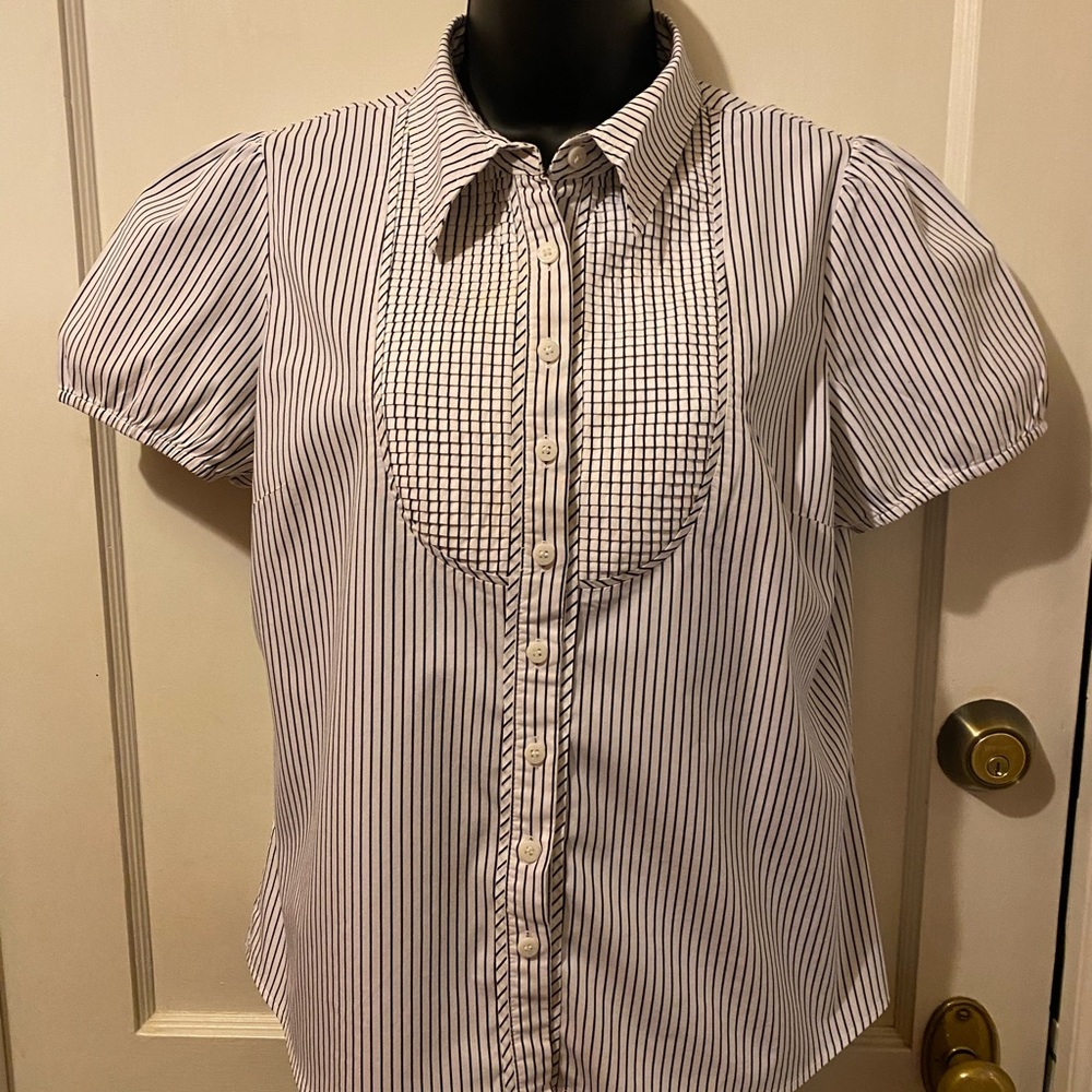 Worthington blouse, white & black, size Large